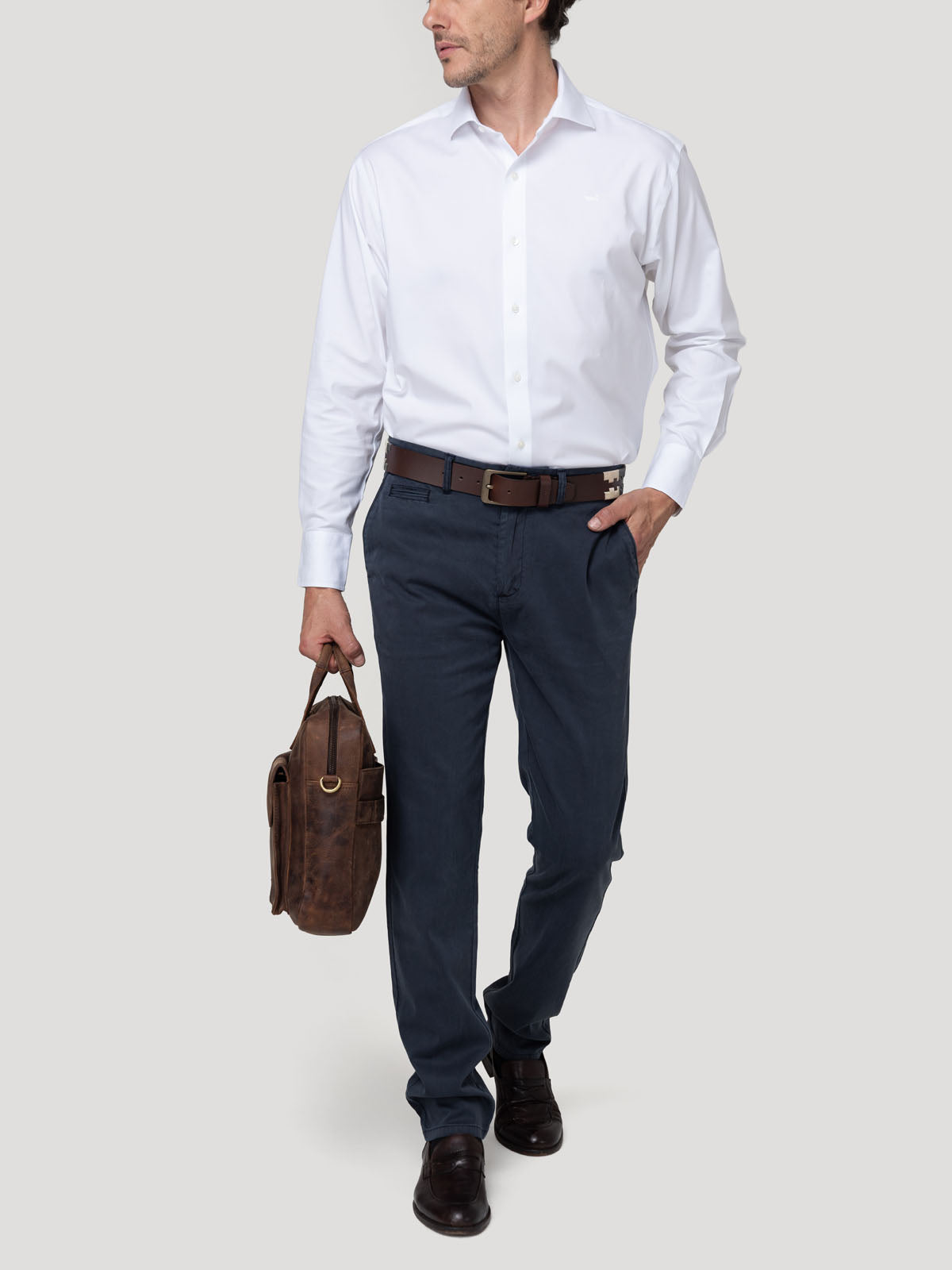 Camisa Cuello Italiano Hombre Wor Travel Blanco Rockford