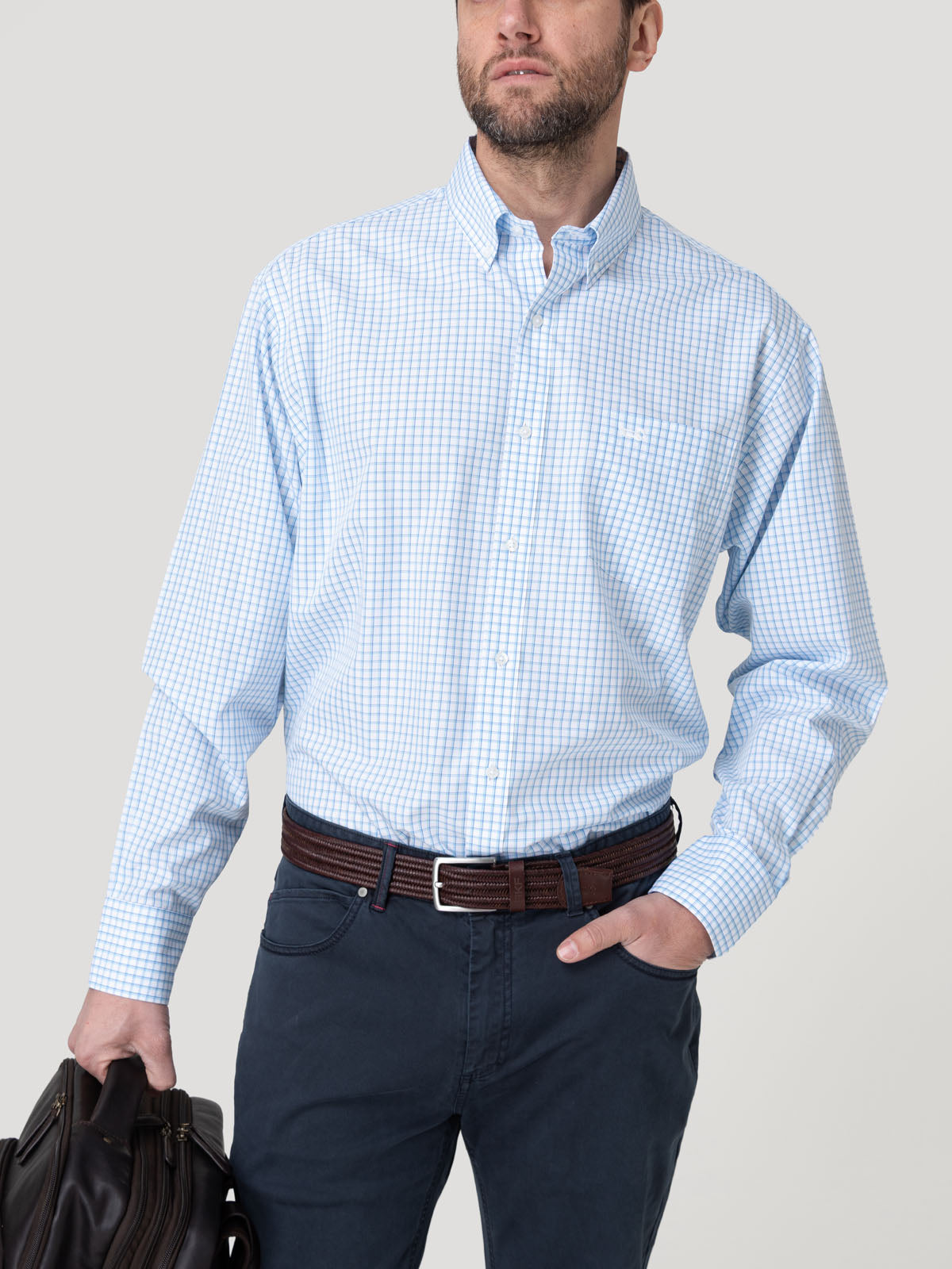Camisa Cuello Button-Down Hombre Wf Pb Celeste Rockford