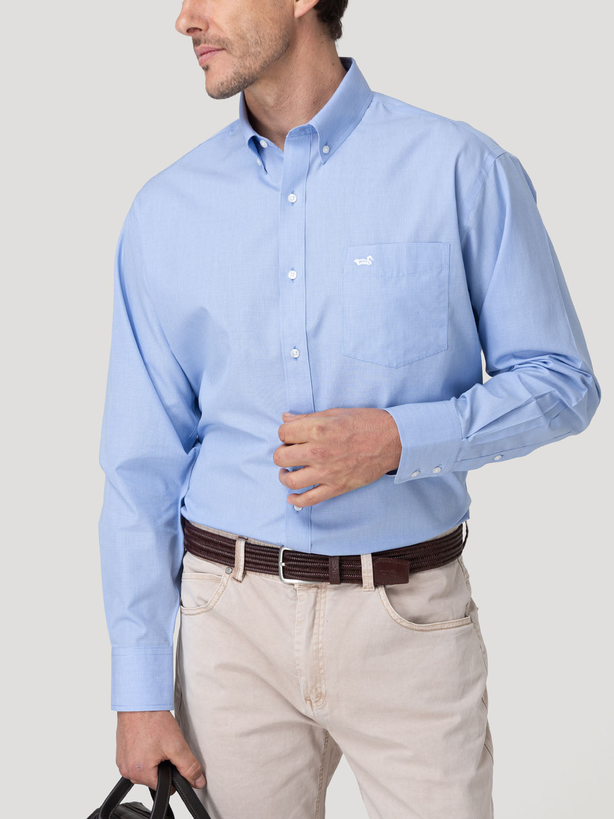 Camisa Cuello Button-Down Hombre Wf Pb Azul Rockford
