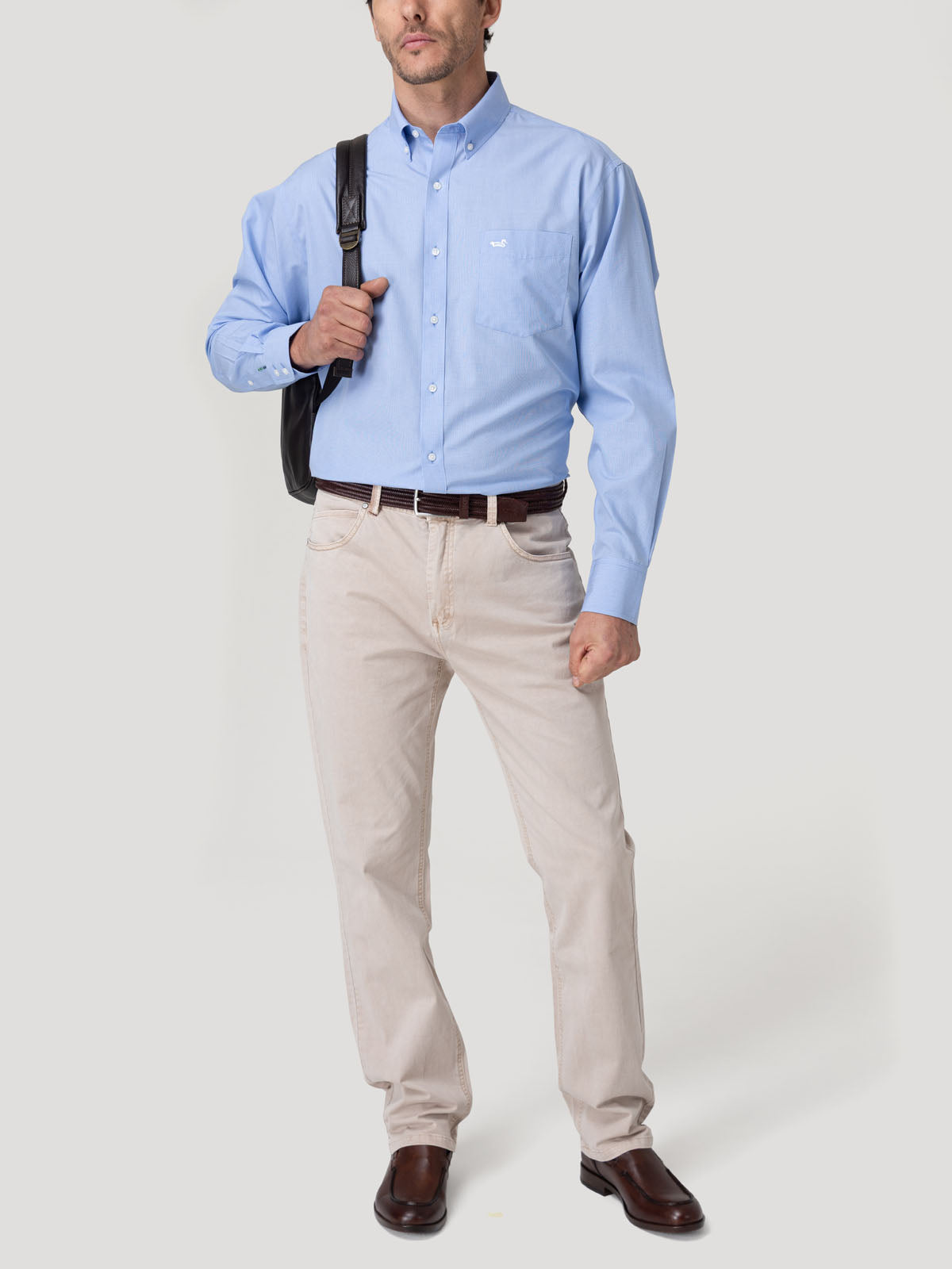 Camisa Cuello Button-Down Hombre Wf Pb Azul Rockford
