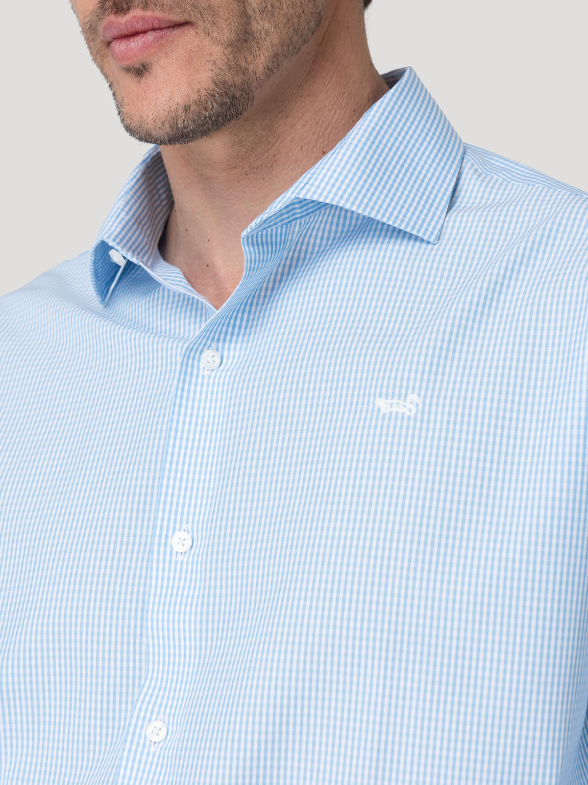 Camisa Cuello Italiano Hombre Wf Pc Azul Rockford