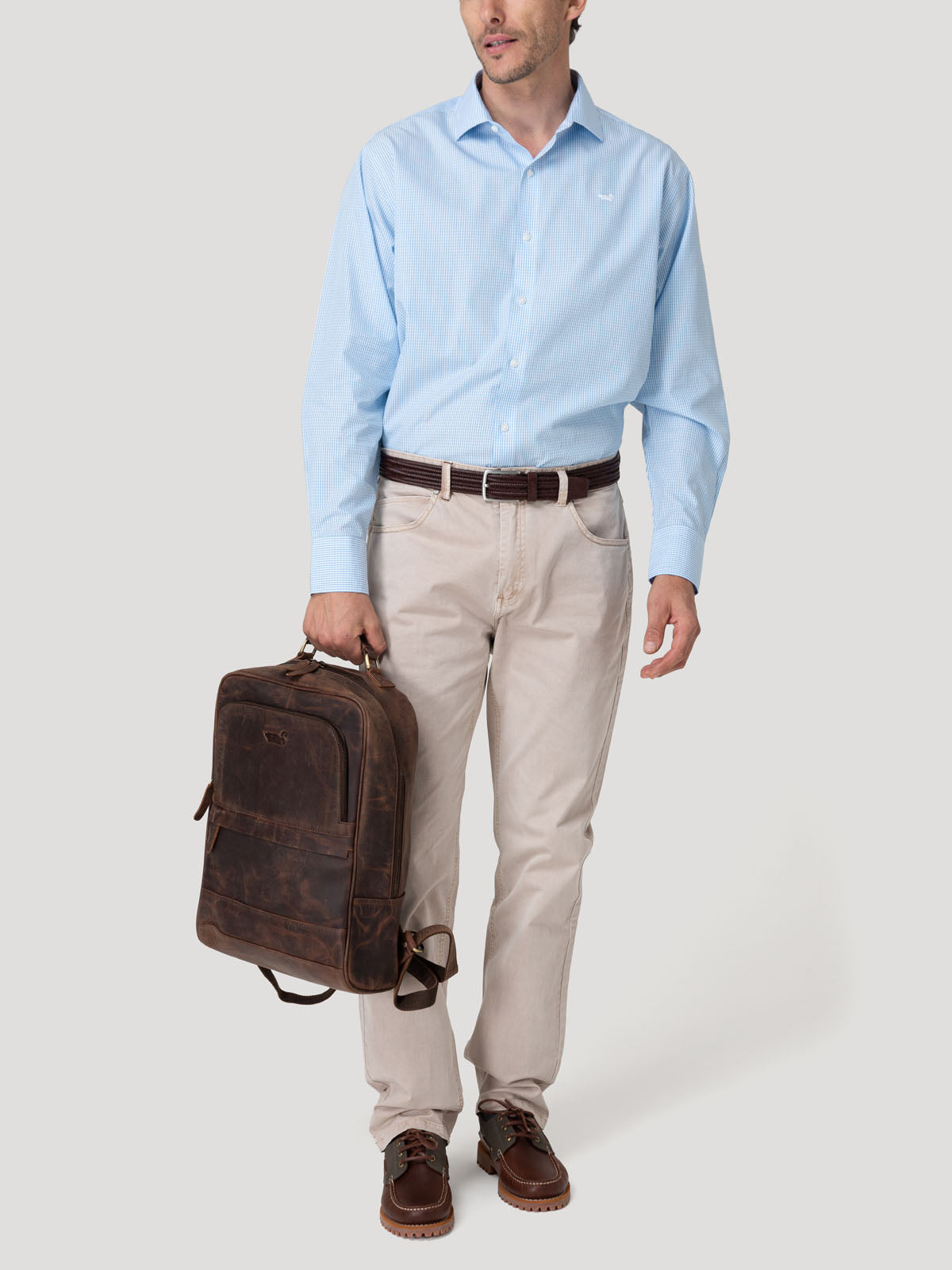 Camisa Cuello Italiano Hombre Wf Pc Azul Rockford