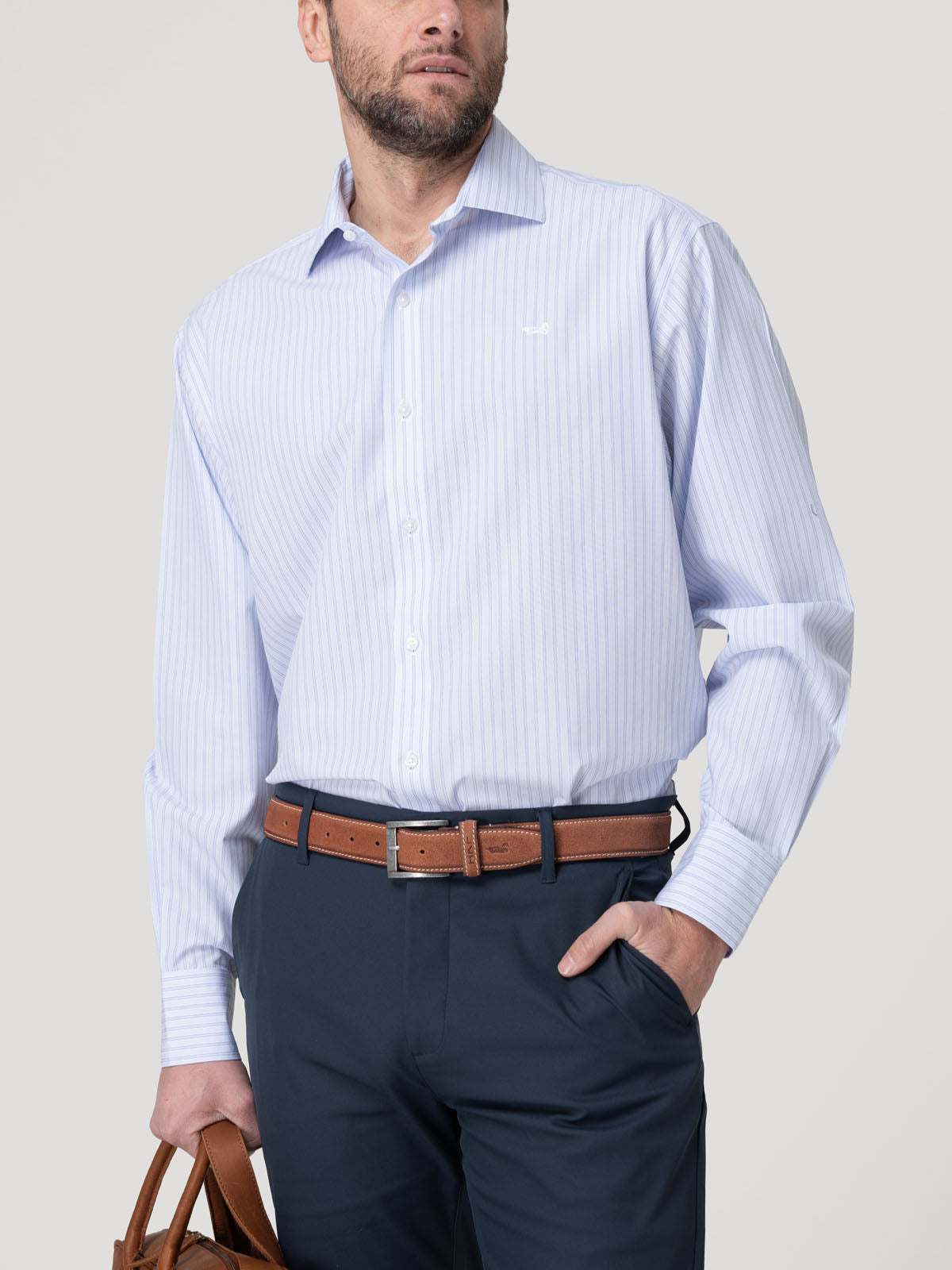 Camisa Cuello Italiano Hombre Wf Pc Gris Rockford