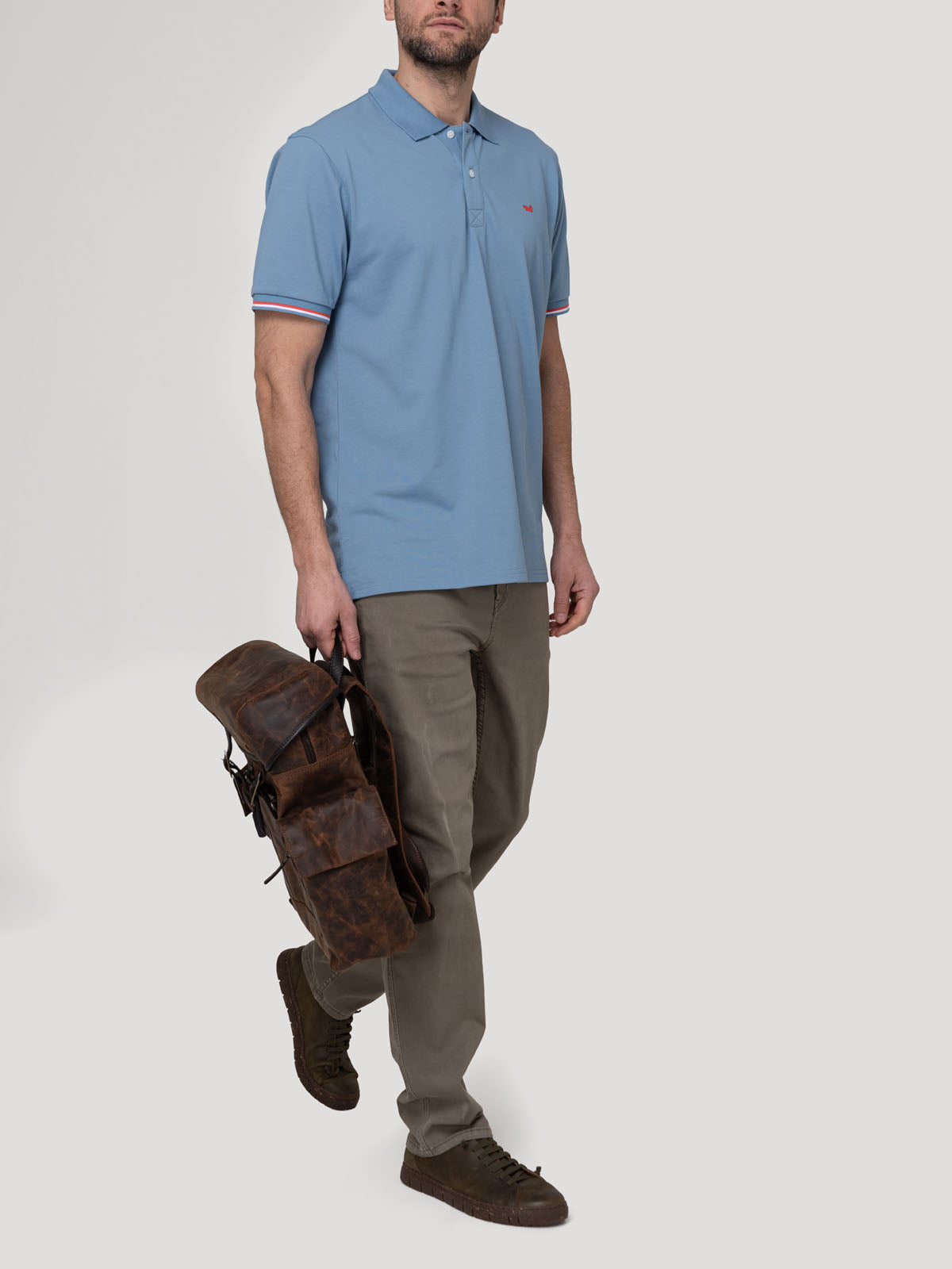 Polera Algodón Pima Hombre Mitchell Celeste Rockford