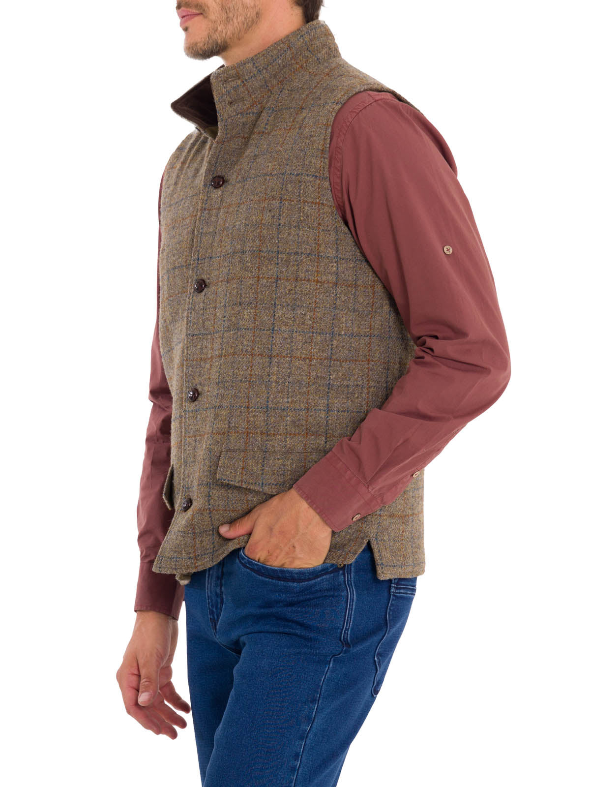Chaqueta Harris Tweed Hombre Square Azul Rockford
