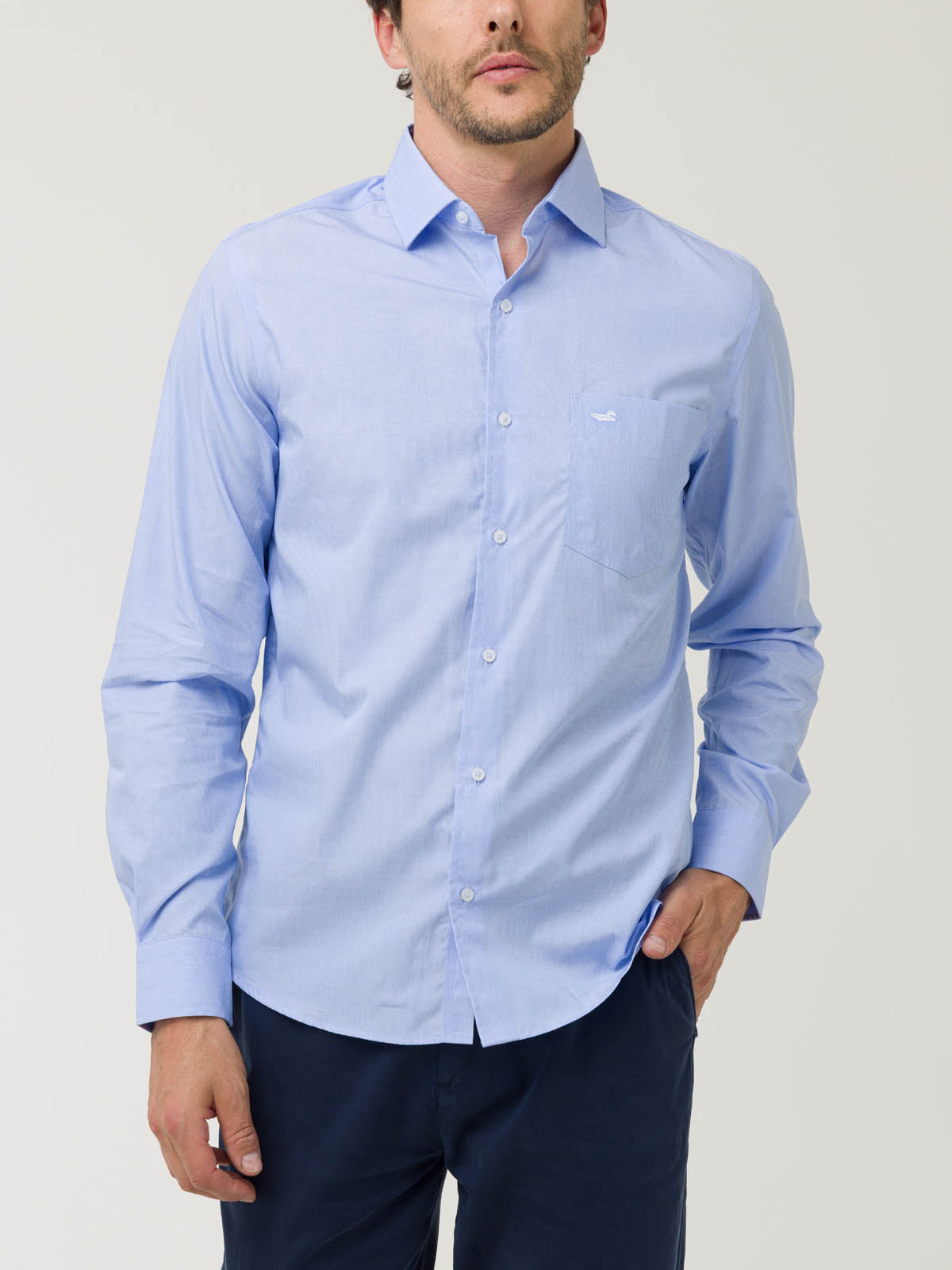 Camisa Algodón Hombre Easysolid Celeste Rockford