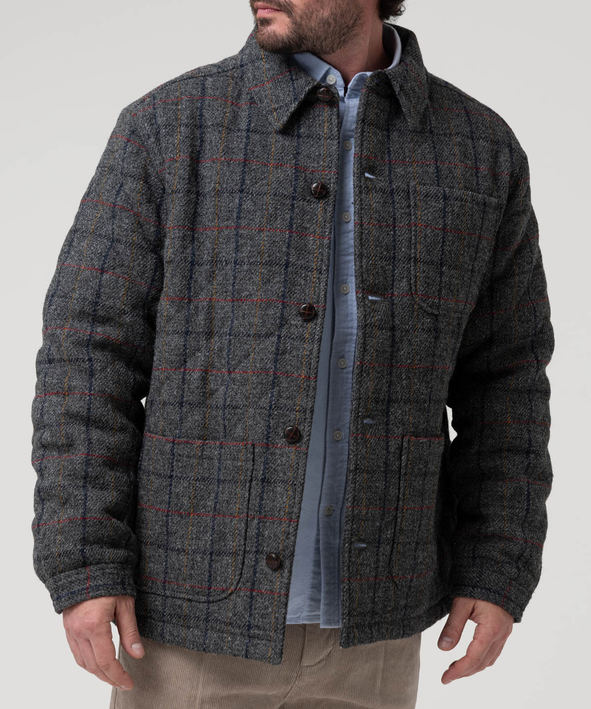 Chaqueta Lana Hombre Harris Gris Rockford