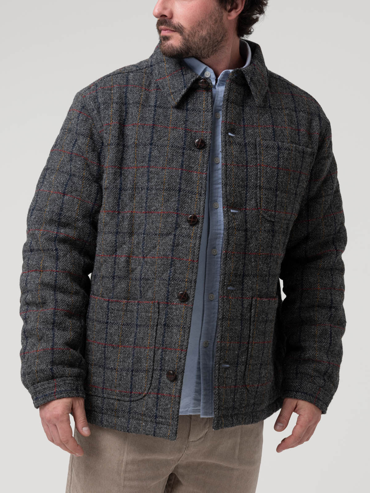 Chaqueta Lana Hombre Harris Gris Rockford