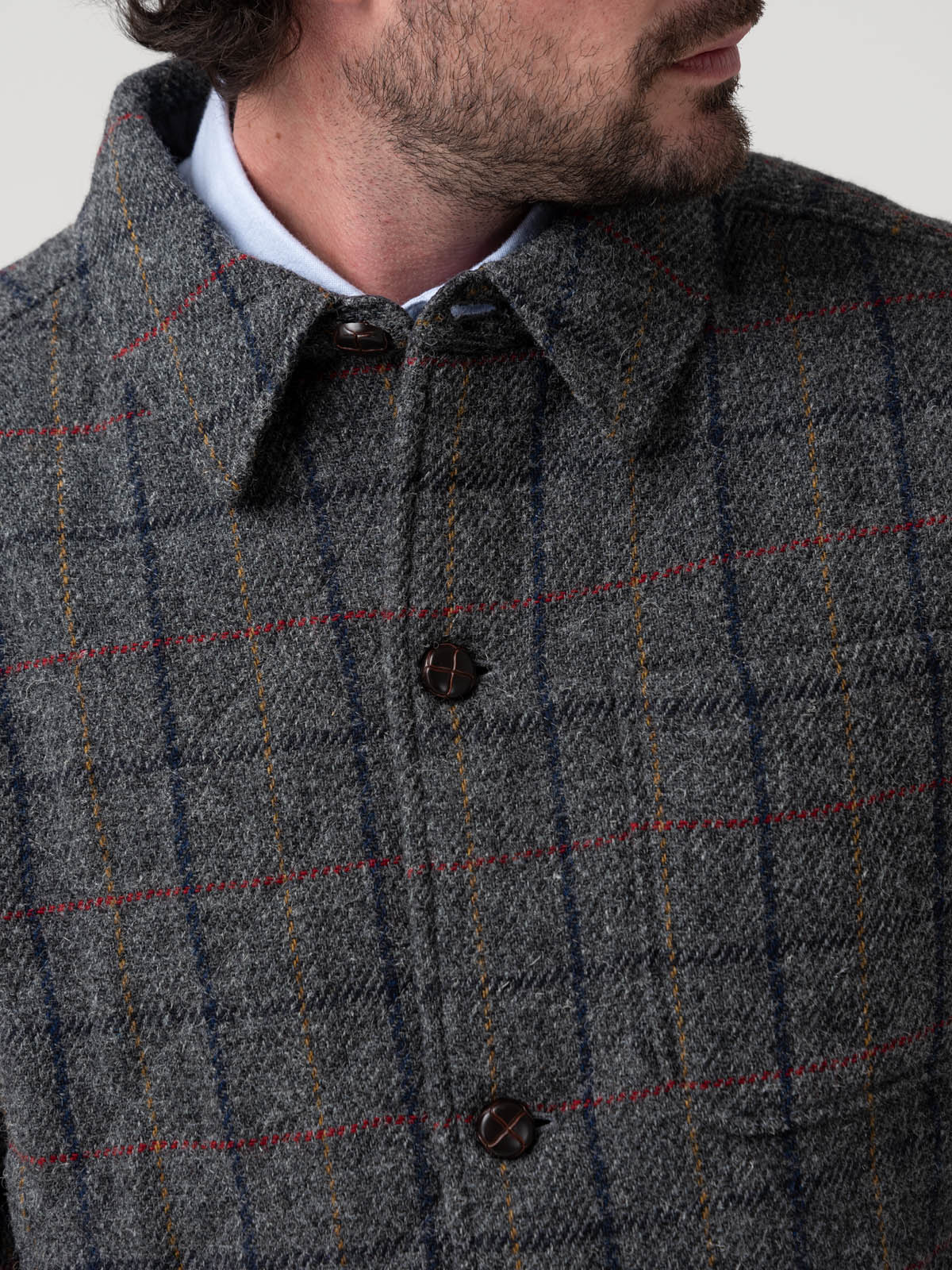 Chaqueta Lana Hombre Harris Gris Rockford