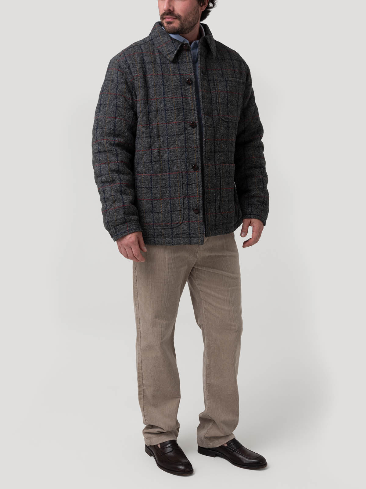 Chaqueta Lana Hombre Harris Gris Rockford