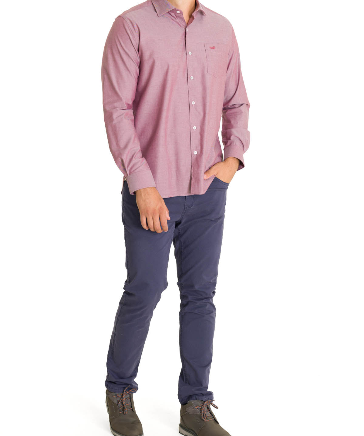 Camisa Algodón Hombre Woolsolid Rojo Rockford