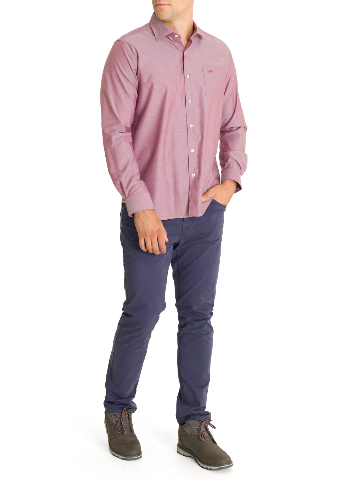 Camisa Algodón Hombre Woolsolid Rojo Rockford