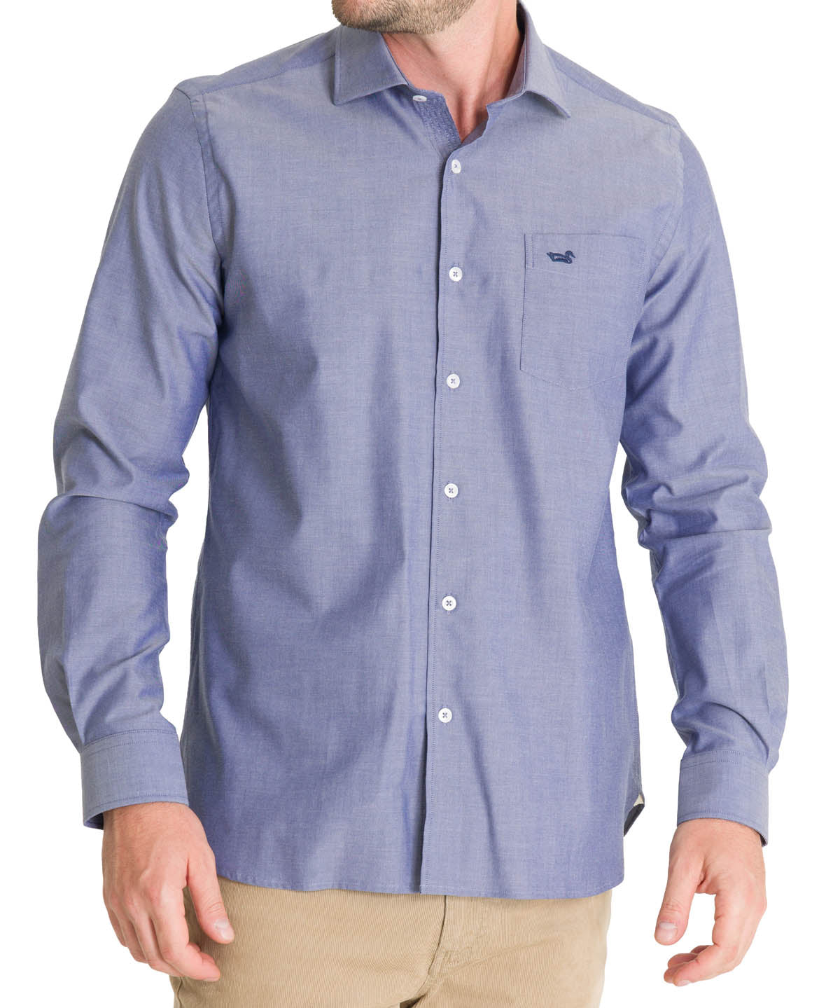 Camisa Algodón Hombre Woolsolid Azul Rockford