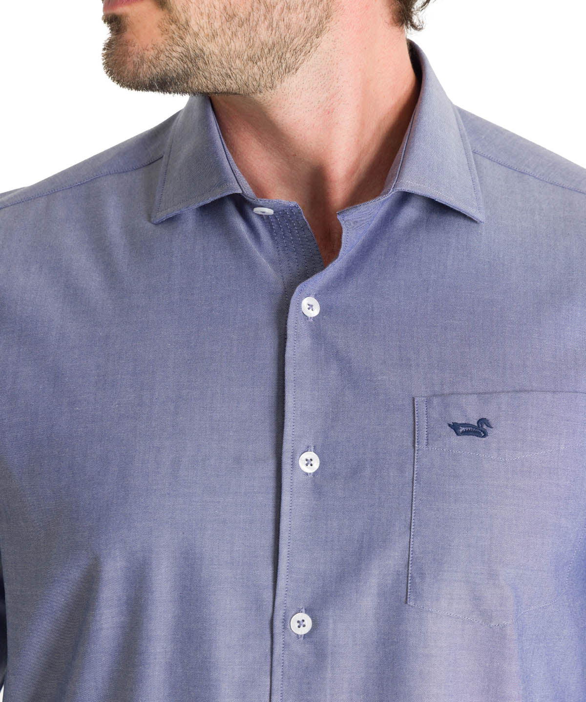 Camisa Algodón Hombre Woolsolid Azul Rockford