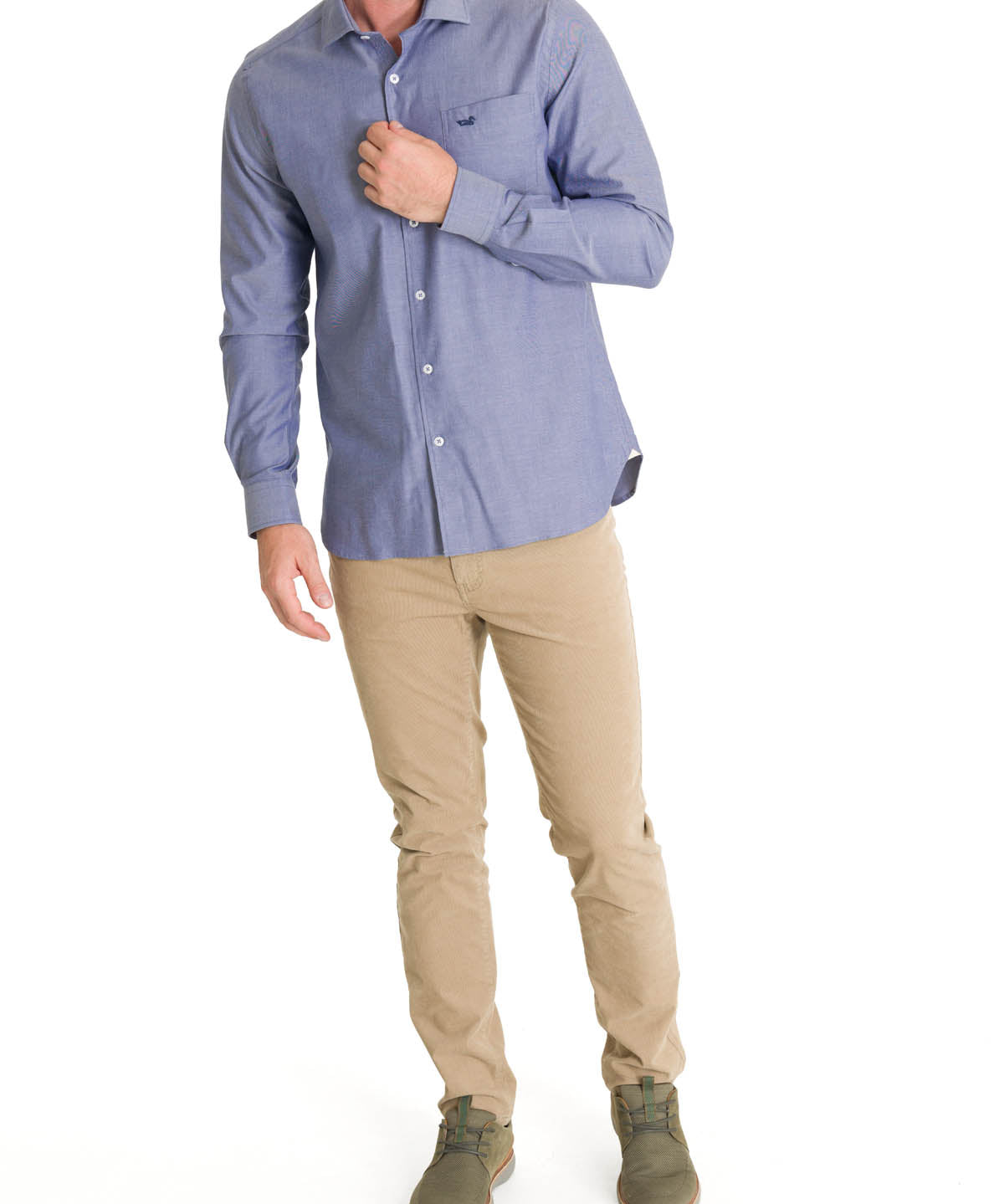 Camisa Algodón Hombre Woolsolid Azul Rockford
