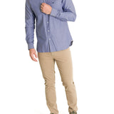 Camisa Algodón Hombre Woolsolid Azul Rockford