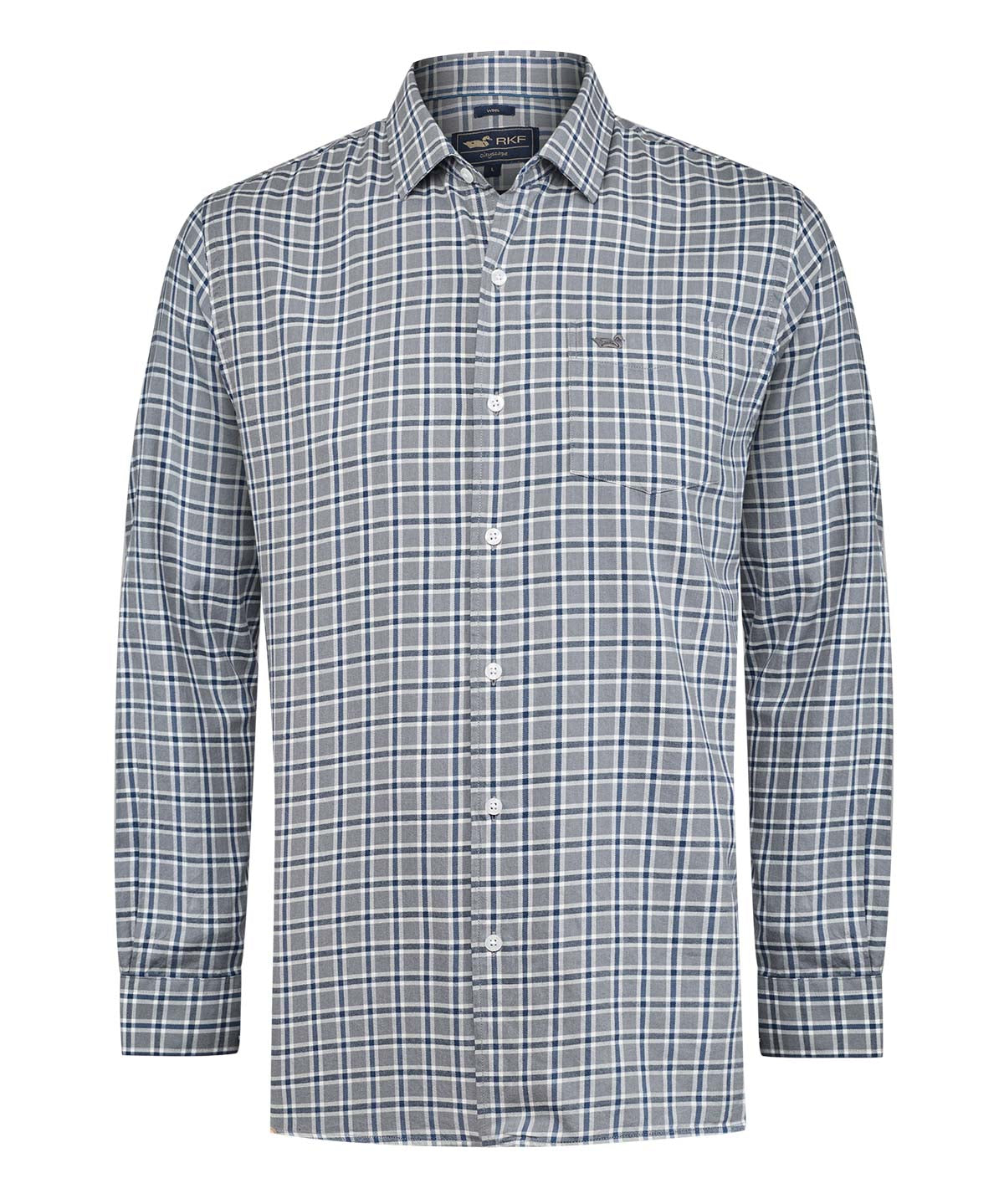 Camisa Algodón/Lana Hombre Wool Gris Cuadrillé Rockford