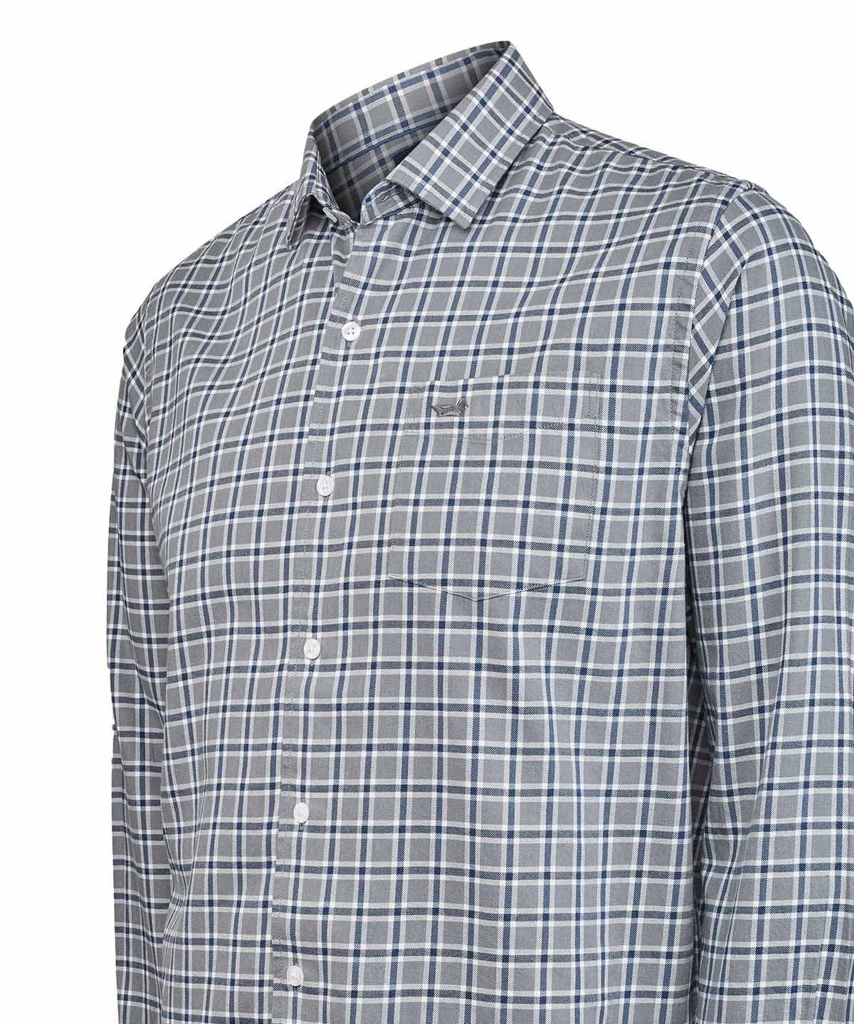 Camisa Algodón/Lana Hombre Wool Gris Cuadrillé Rockford
