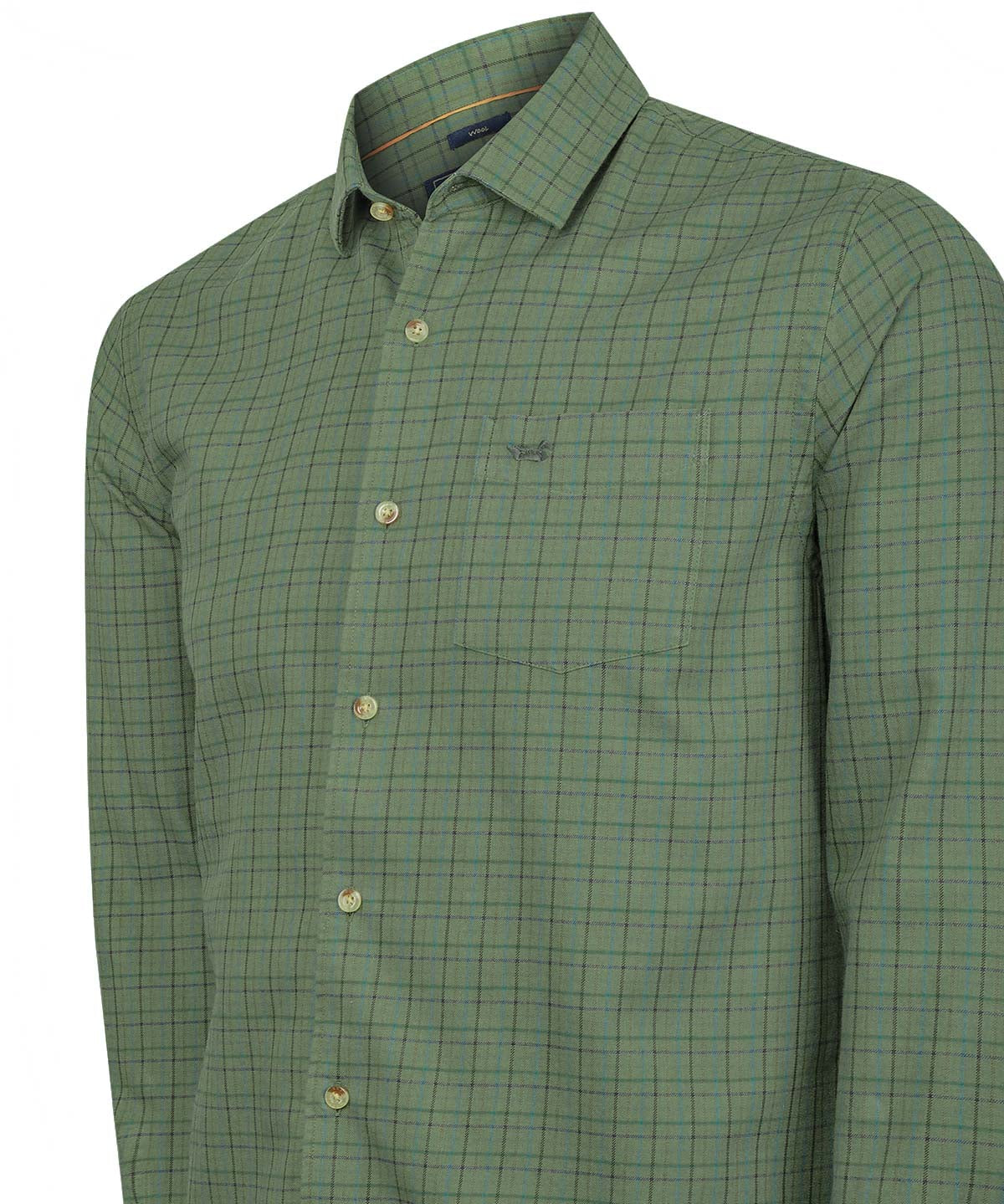 Camisa Algodón/Lana Hombre Wool Verde Cudrillé Rockford
