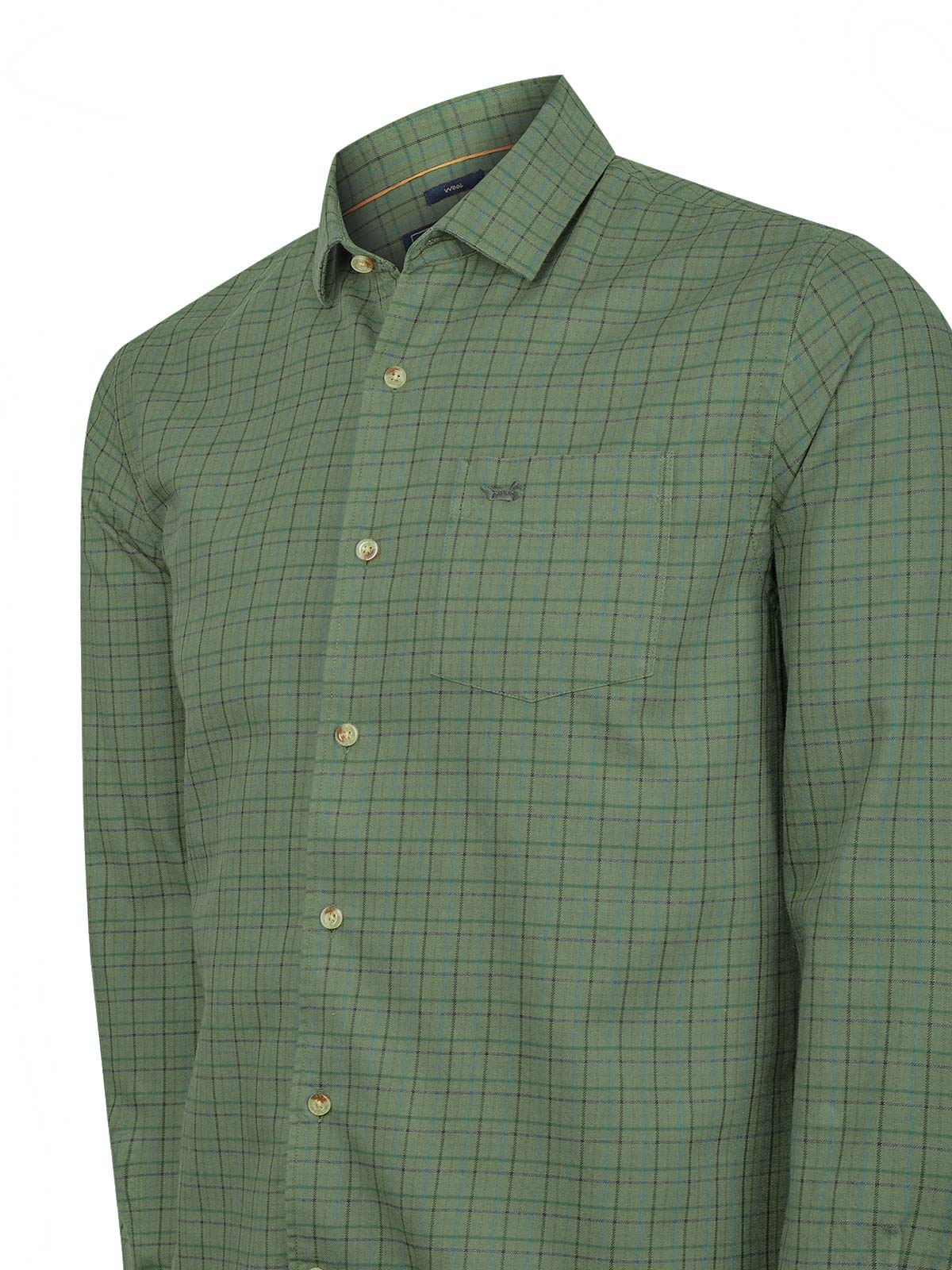 Camisa Algodón/Lana Hombre Wool Verde Cudrillé Rockford