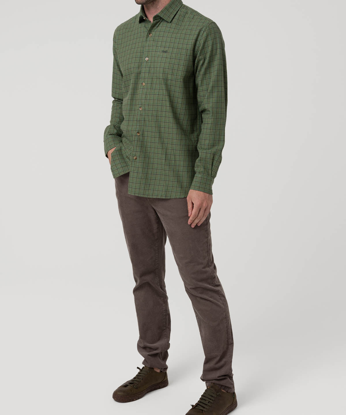 Camisa Algodón/Lana Hombre Wool Verde Cudrillé Rockford