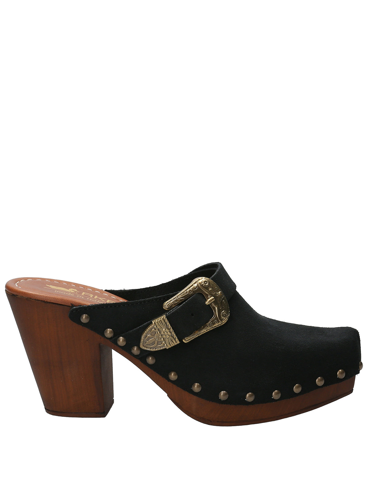 Sueco Cuero Mujer Padua Negro Rockford