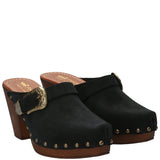 Sueco Cuero Mujer Padua Negro Rockford