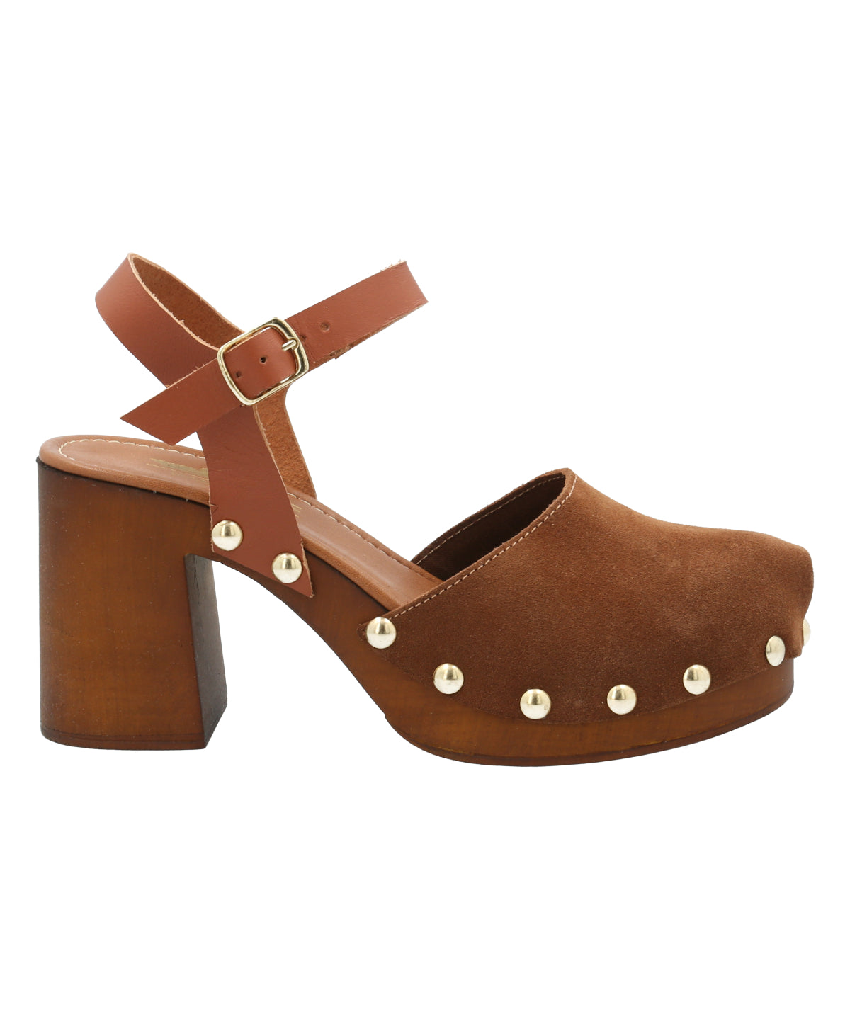 Sueco Cuero Mujer Azafran Café Rockford