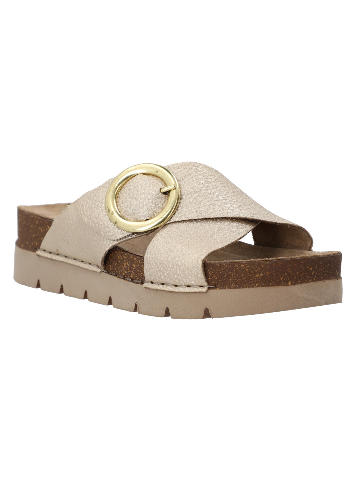 Sandalia Cuero Mujer Halifax Dorado Rockford