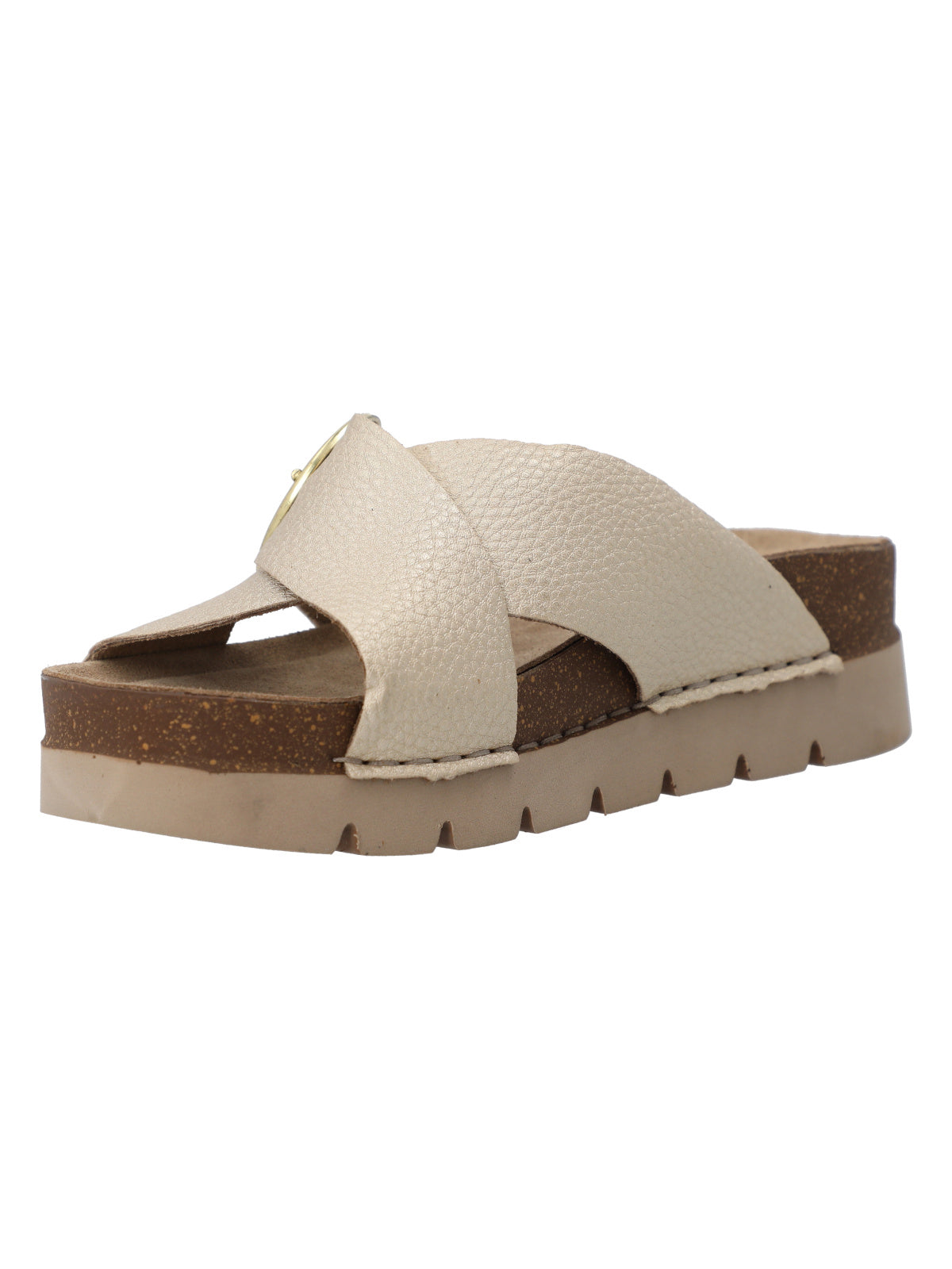 Sandalia Cuero Mujer Halifax Dorado Rockford