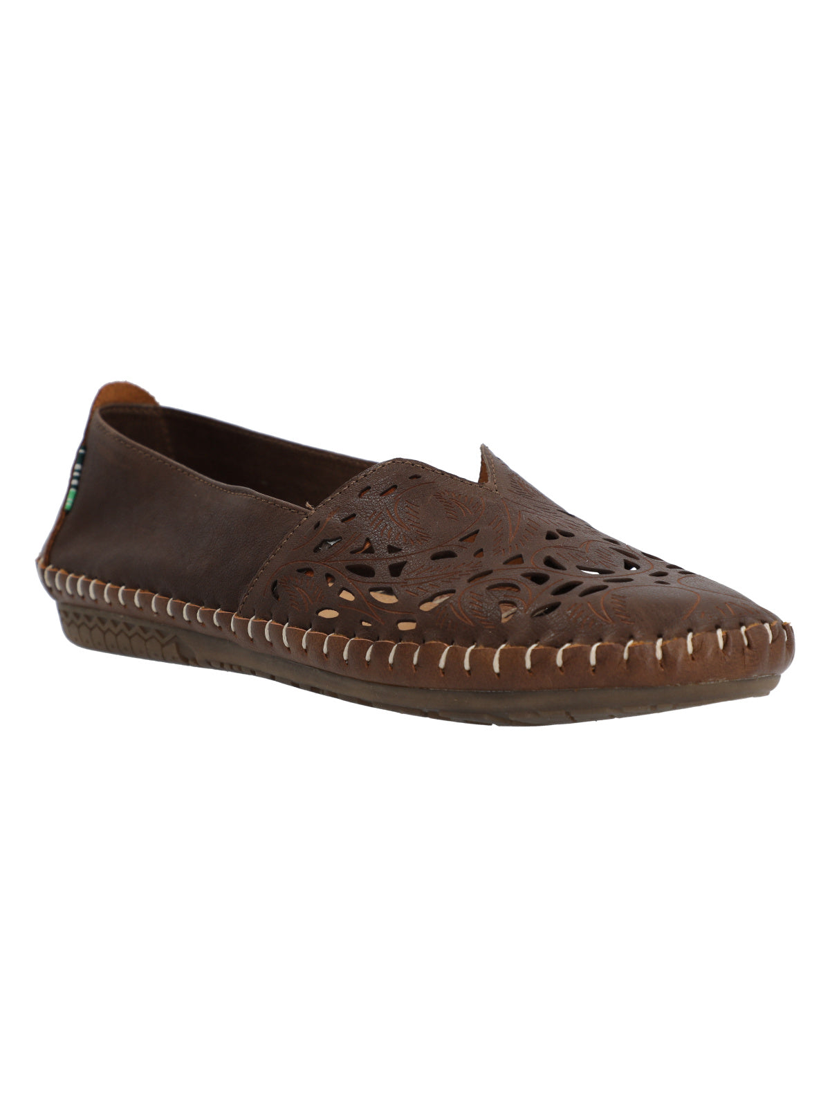 Slip On Cuero Mujer Hibiscus Café Oscuro Rockford