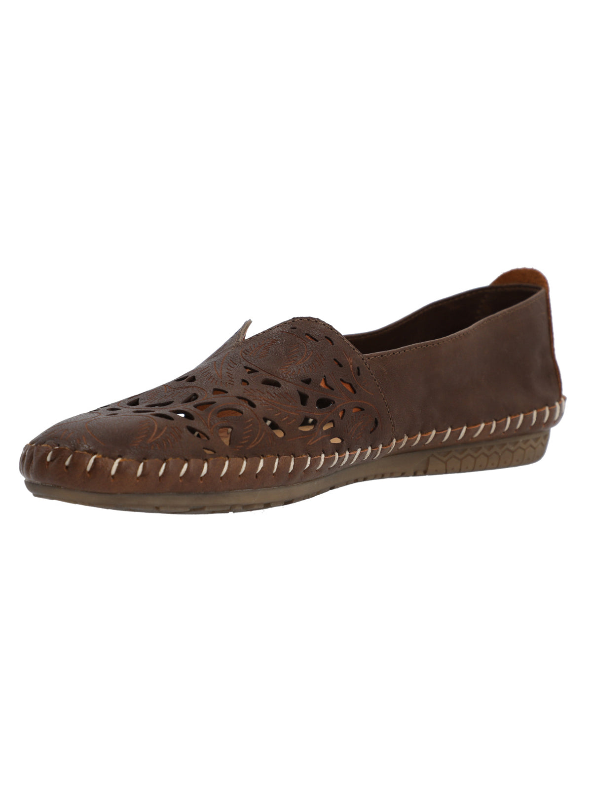 Slip On Cuero Mujer Hibiscus Café Oscuro Rockford