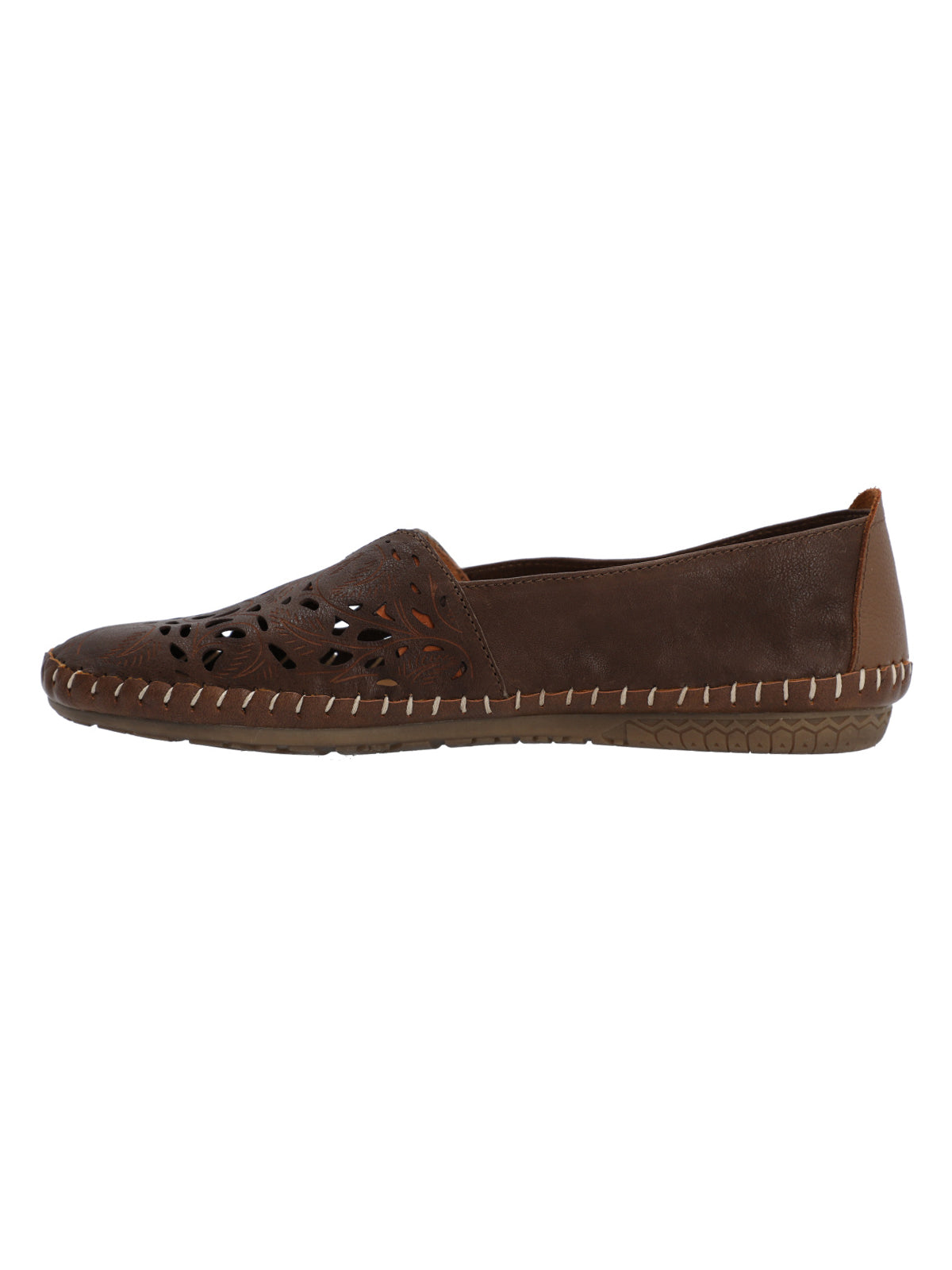 Slip On Cuero Mujer Hibiscus Café Oscuro Rockford