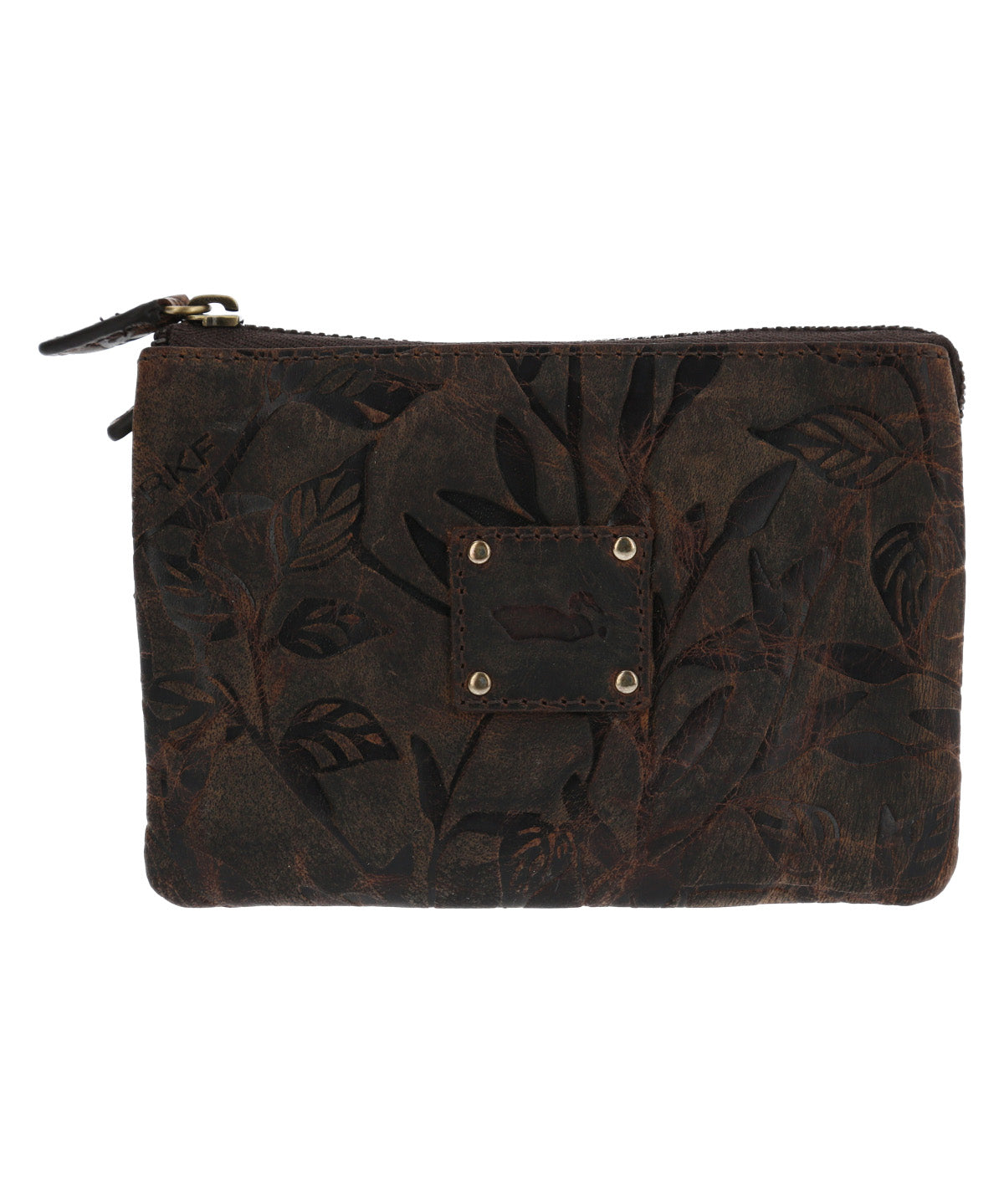Billetera Cuero Mujer Hu Leaves Pouch Café Rockford