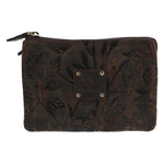 Billetera Cuero Mujer Hu Leaves Pouch Café Rockford