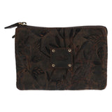 Billetera Cuero Mujer Hu Leaves Pouch Café Rockford