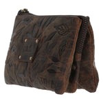 Billetera Cuero Mujer Hu Leaves Pouch Café Rockford
