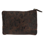 Billetera Cuero Mujer Hu Leaves Pouch Café Rockford
