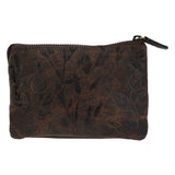 Billetera Cuero Mujer Hu Leaves Pouch Café Rockford