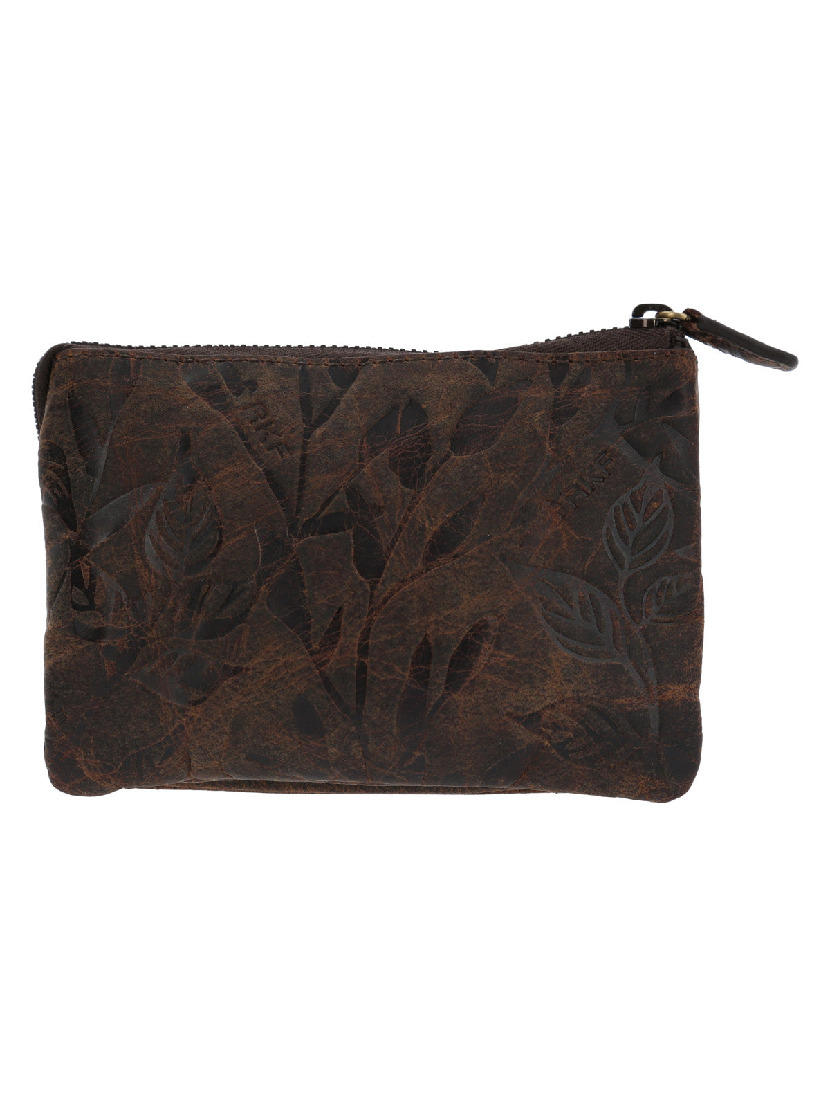 Billetera Cuero Mujer Hu Leaves Pouch Café Rockford