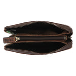 Billetera Cuero Mujer Hu Leaves Pouch Café Rockford