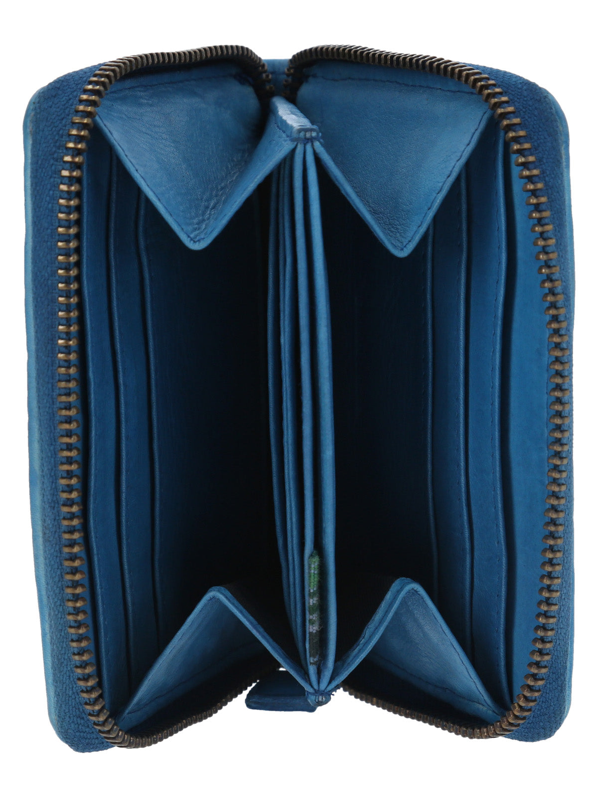 Billetera Cuero Mujer Ws Braid Mini Zip Azul Rockford