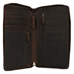 Billetera Cuero Mujer Hu Passport Zip Café Rockford