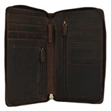 Billetera Cuero Mujer Hu Passport Zip Café Rockford
