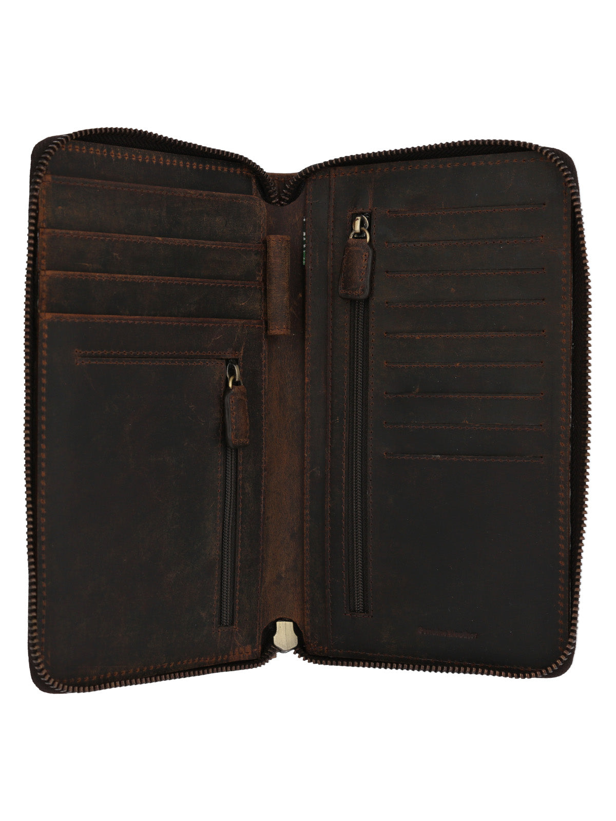 Billetera Cuero Mujer Hu Passport Zip Café Rockford