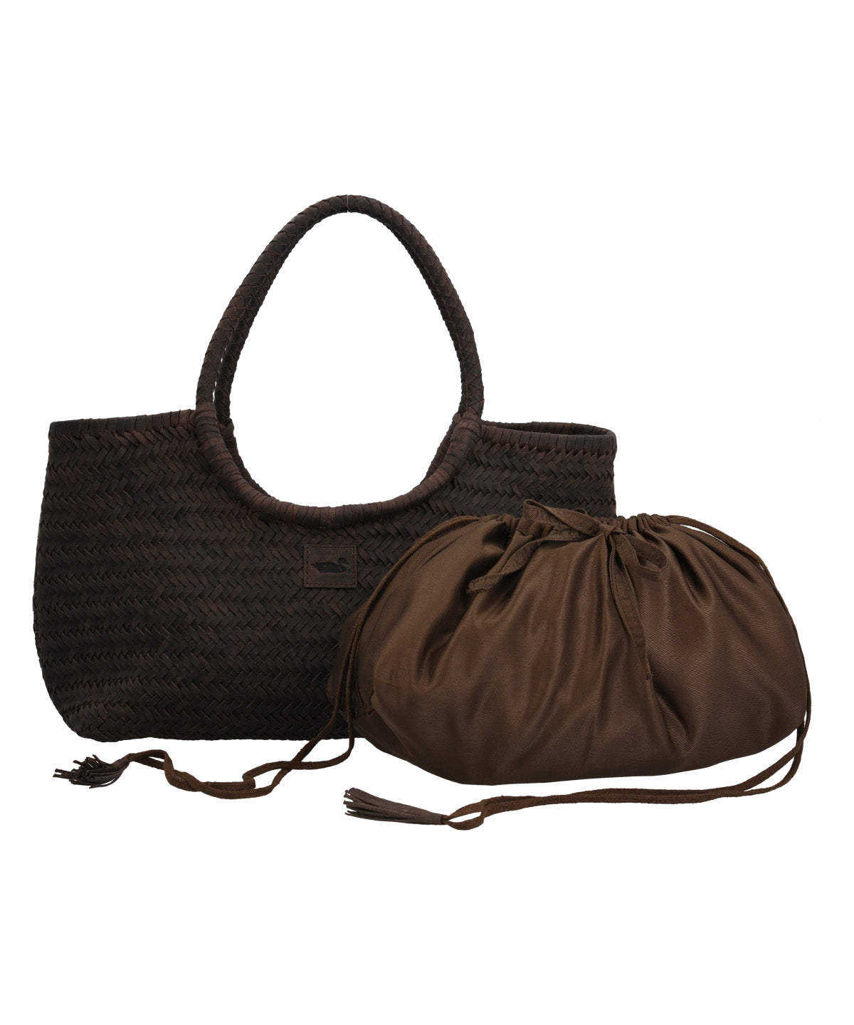 Cartera Cuero Mujer Ks Woven Tote Café Rockford