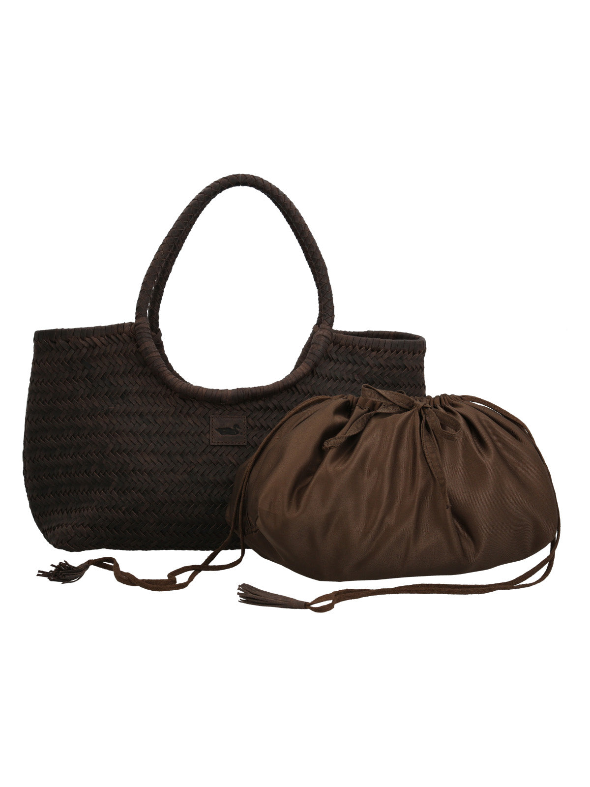 Cartera Cuero Mujer Ks Woven Tote Café Rockford