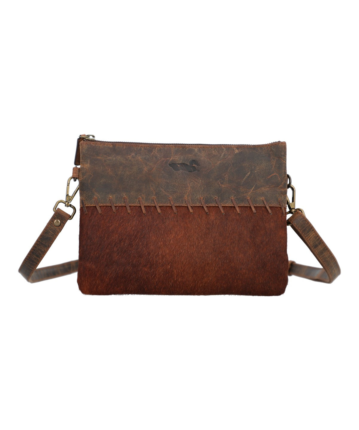 Cartera Cuero Mujer Hr Cozzi Cross Café Rockford
