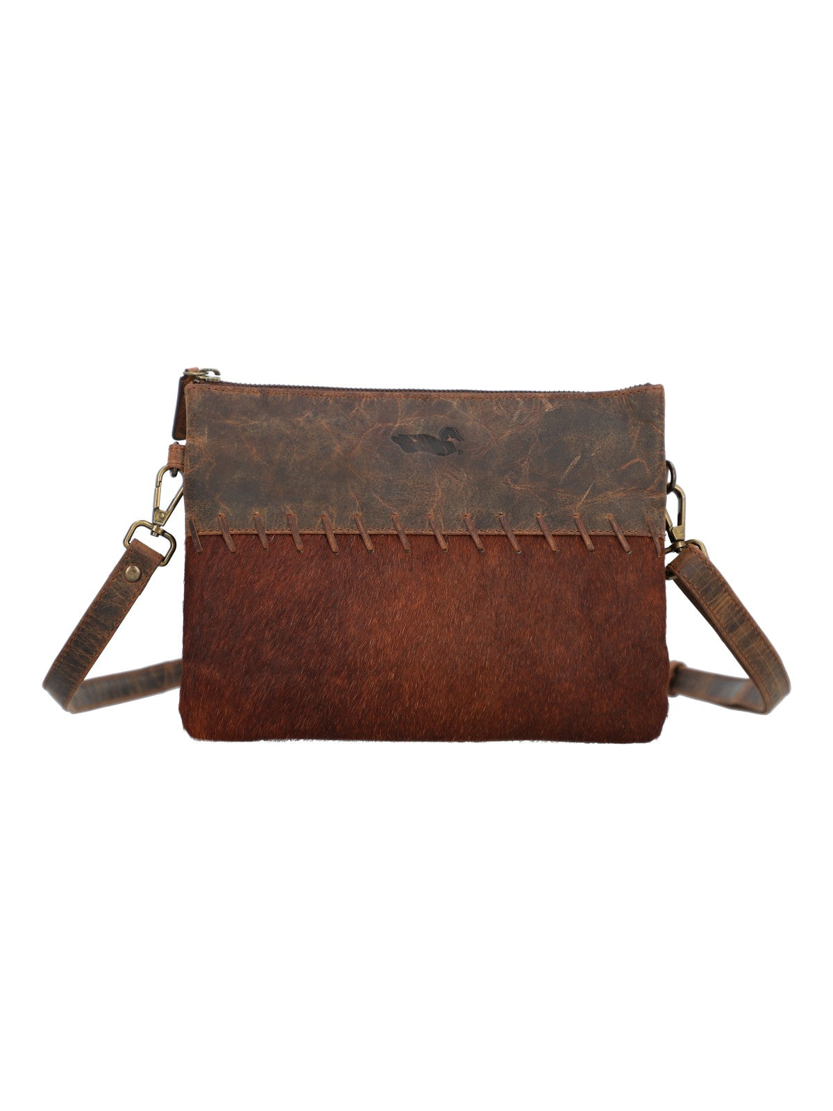 Cartera Cuero Mujer Hr Cozzi Cross Café Rockford