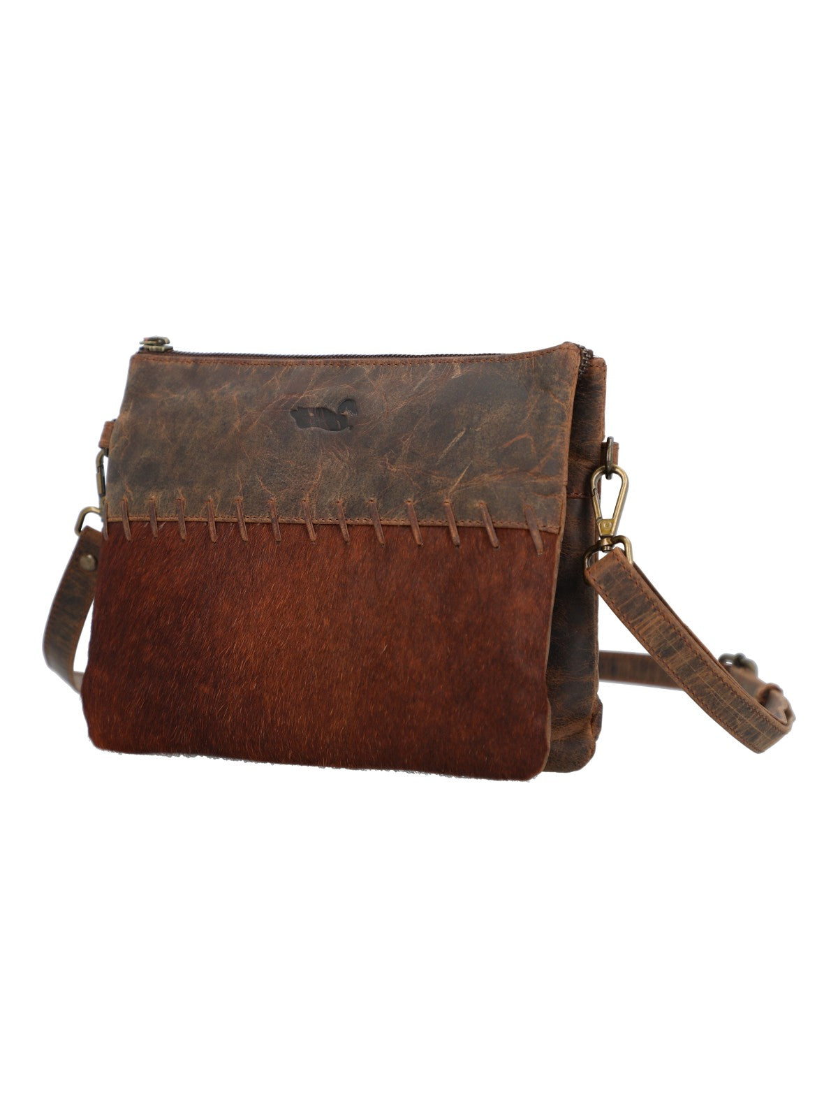 Cartera Cuero Mujer Hr Cozzi Cross Café Rockford